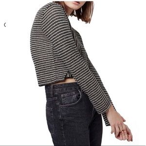 Top shop striped sheer long sleeved crop top sz 4